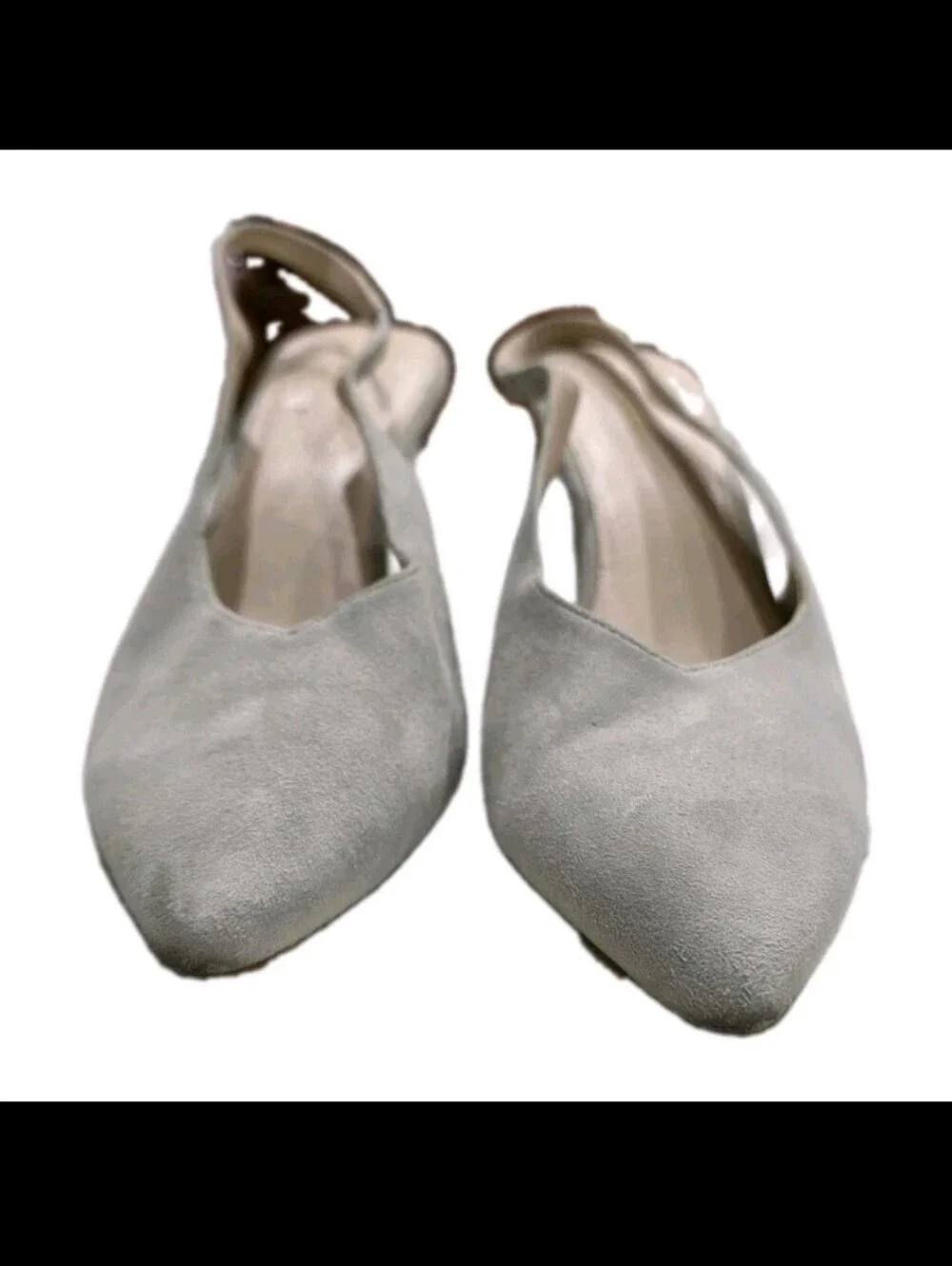 Cole Haan Elnora Gray Suede Slingback Wedge Pumps Pointed Toe Women’s Size 9.5